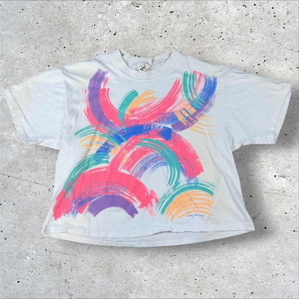 VTG 1993 Gilda Marx Abstract Brushstroke T Shirt Unisex OSFA Neon Art 90s USA